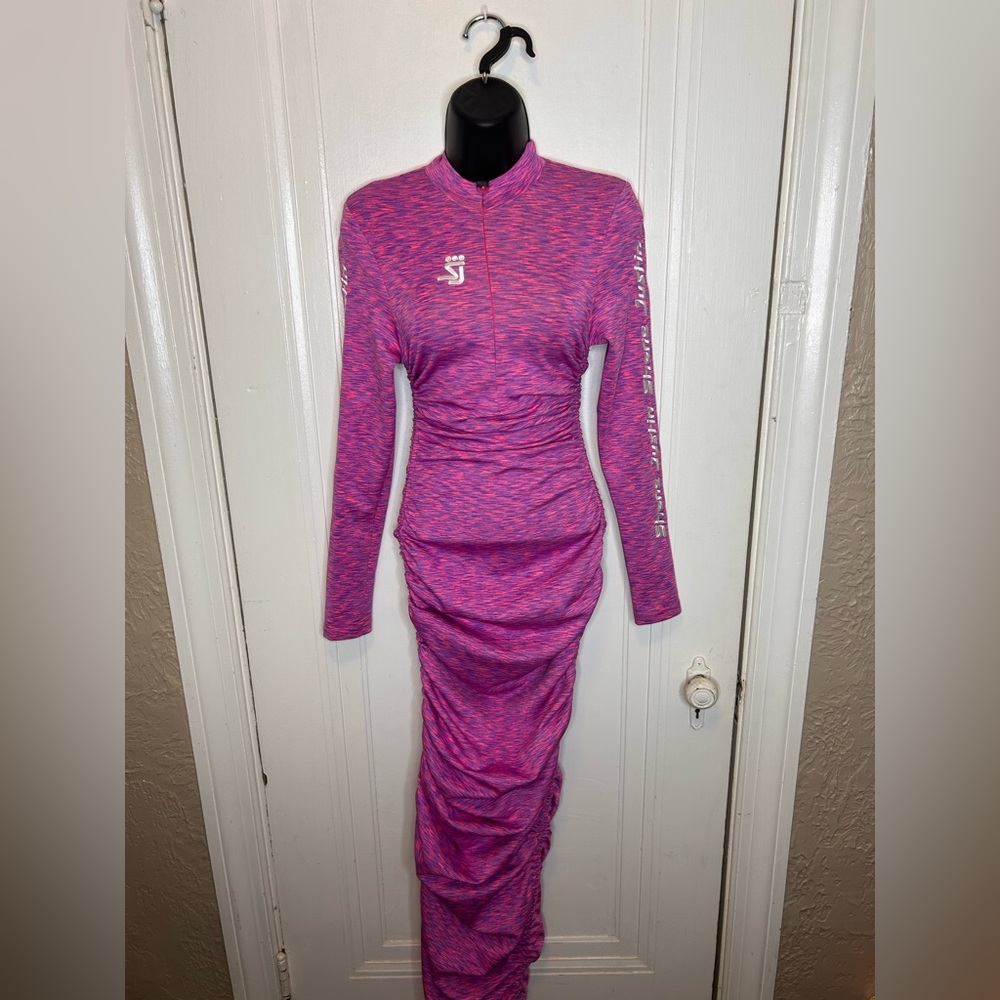 Shane Justine Pink and Purple Midi Dress